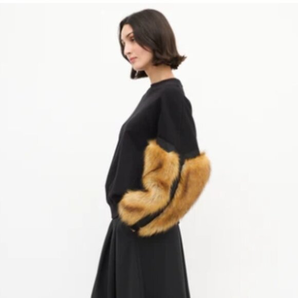 Toga Pulla Black Cotton & Brown Faux Fur Sweater - Picture 3 of 4